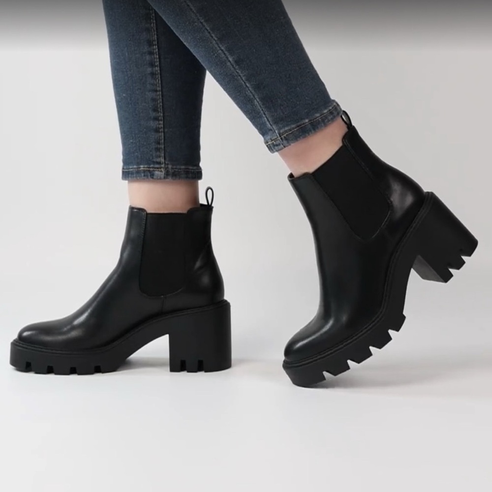 H&M Black Heeled Boots with Chunky Sole